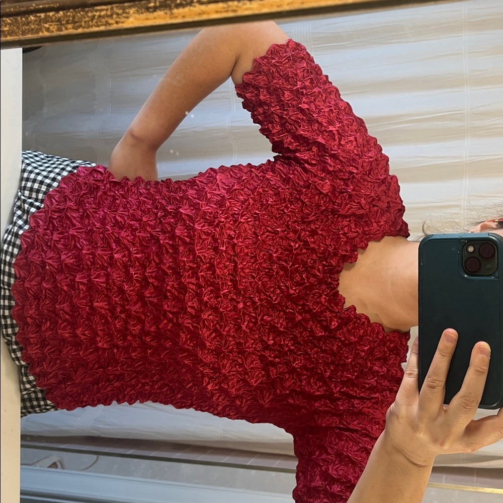Y2K vintage bubble popcorn hot pink top